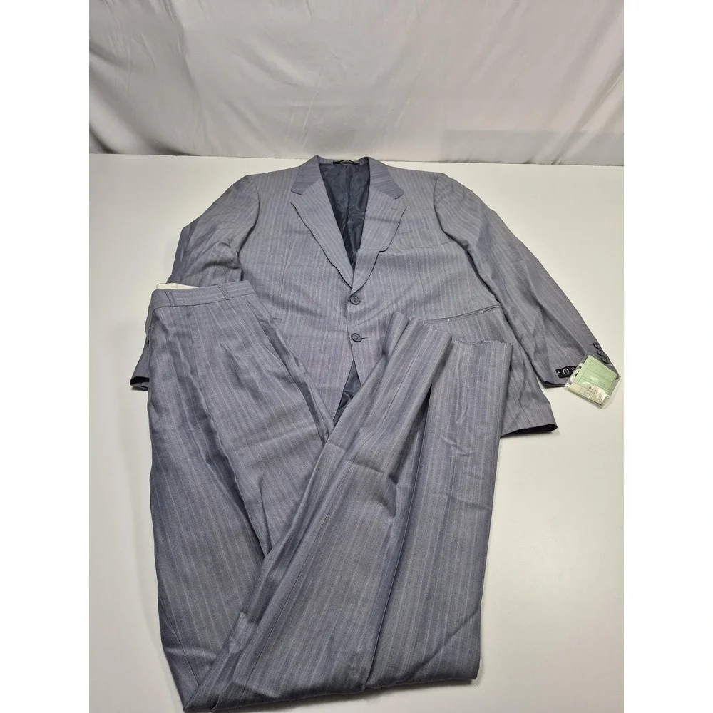 VTG Scabal Suit Mens 42R Gray Stripe Wool 2 Piece 36x36 Western Germany NWT